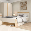 WEXLIN Bettgestell Beige eiche 120 x 200 cm Liegeflaeche modernes Bett mit Schublade und Regal
