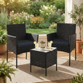 Balkonmoebel Schwarz grau Gartenmoebel-Set Tisch und 2 Stuehle