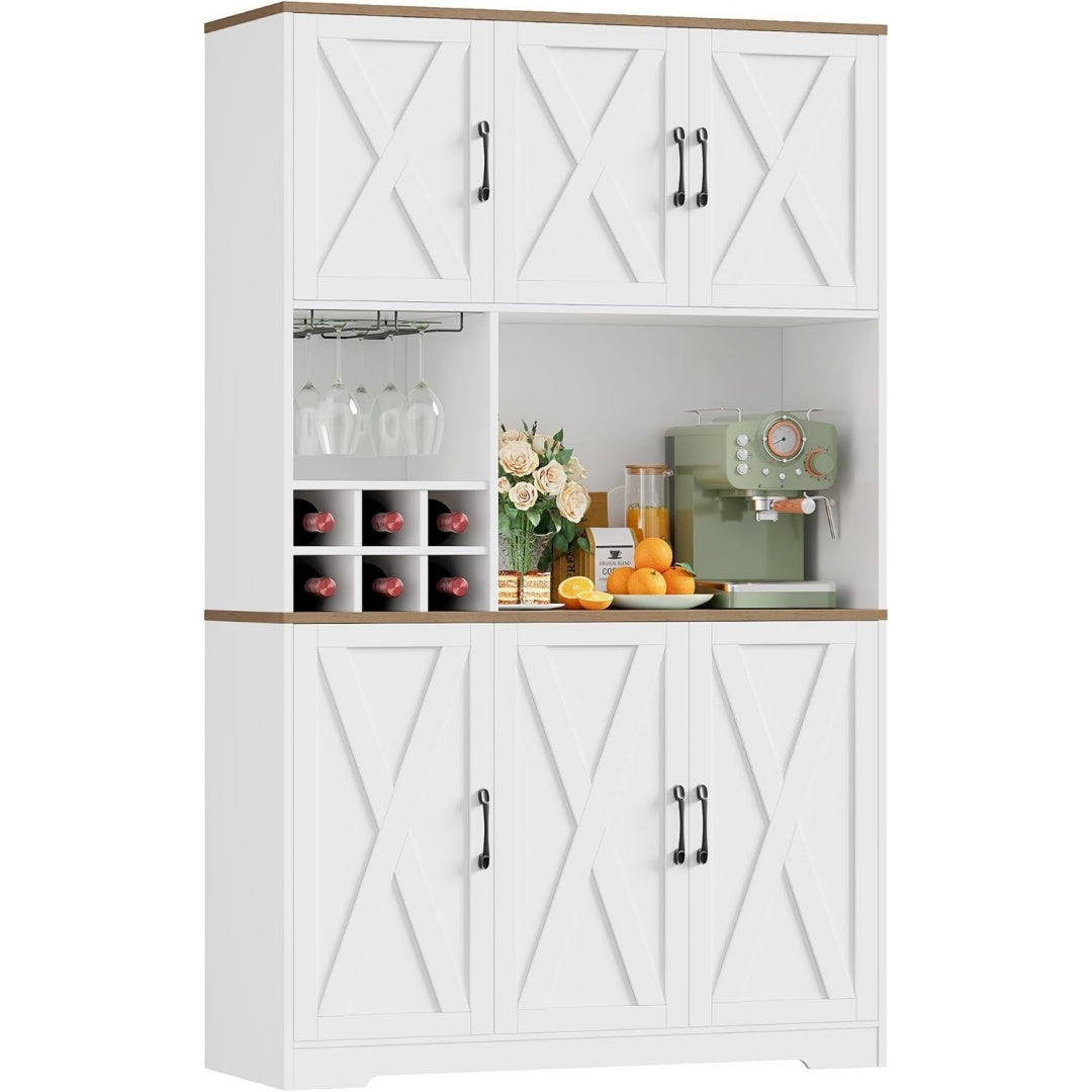 Kuechenschrank Weiß 106x180 Buffetschrank mit abnehmbarem Weinglashalter Sideboard mit Abnehmbarem