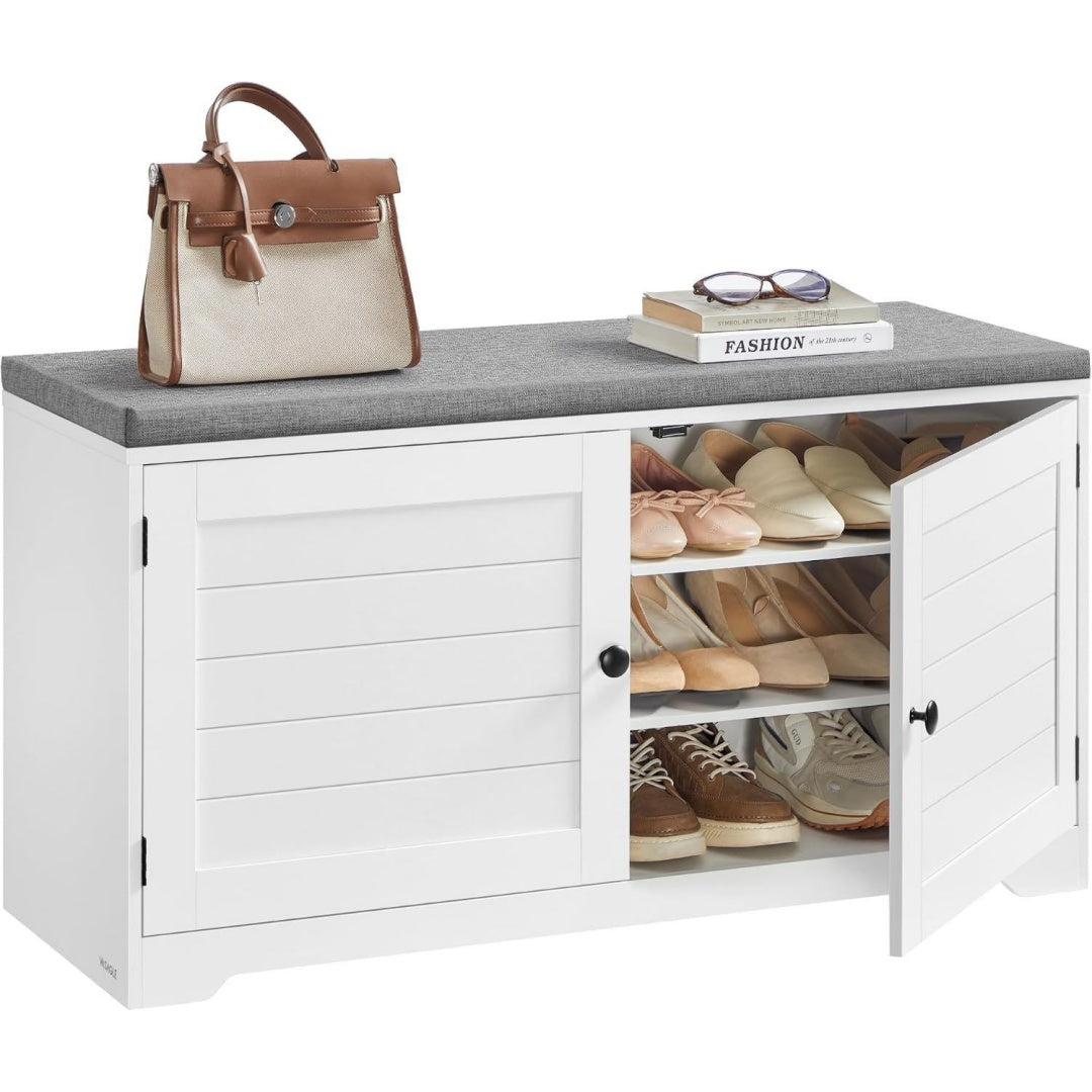 Schuhbank Grau 35,5 x 101 x 52,5 cm 3 Ebenen Sitzbank mit Stauraum