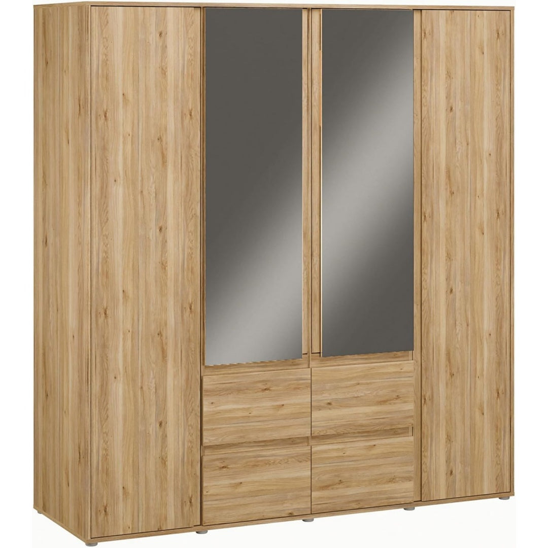 LISSON Kleiderschrank 180 eiche modern-minimalistischer Schrank 4-tuerig