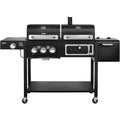 HERO Gasgrill Holzkohlegrill Smoker Kombigrill Grillwagen 2 in 1 System BBQ Grill Kombistation Gas Kohle Schwarz
