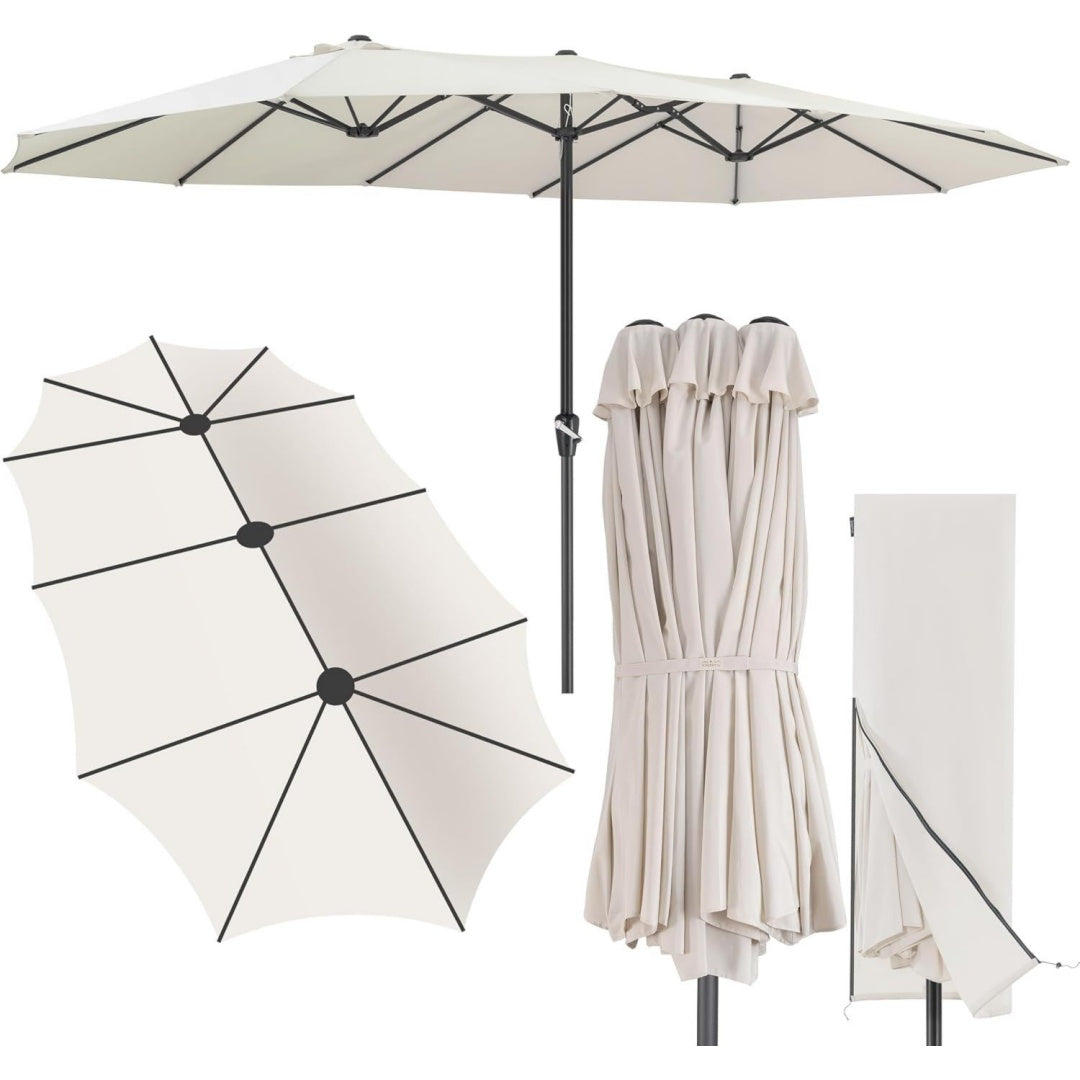 Kingsleeve XXL Doppelsonnenschirm UV-Schutz 80+ UV Schutz 80+ Creme 460x270 cm Doppelt XXL