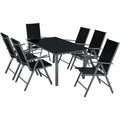 Garten-Essgruppe anthrazit Glastisch 6 Klappstuehle