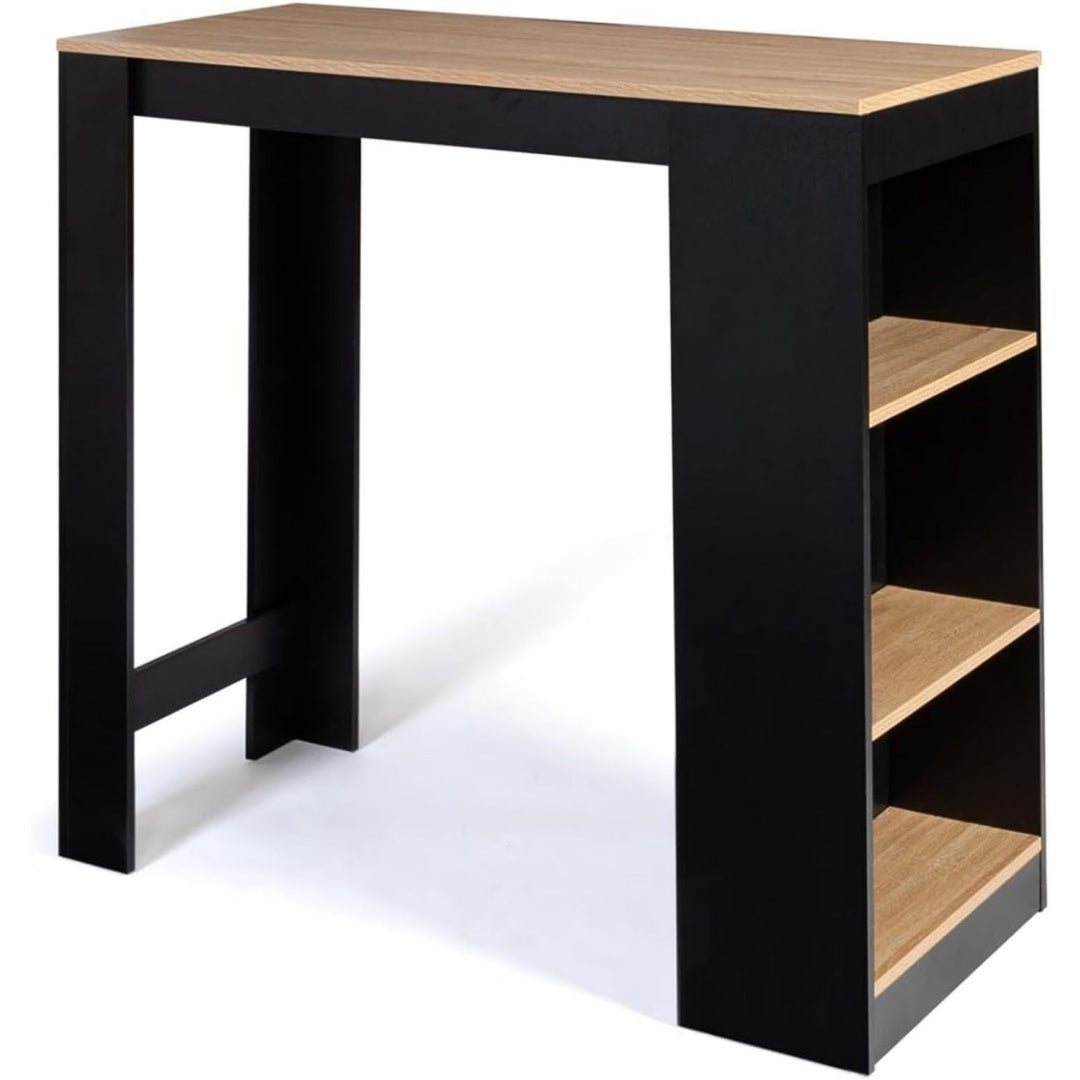 IDMarket - Bartisch Barth 2 bis 4 Personen schwarzes Tischplatte in Buchenoptik Schwarz holz
