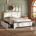 LUXOAK Bett mit Stauraum Weiß 160x200 Metall-Lattenrost Robuste Holzfuesse
