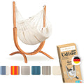 SIESTA - Udine Bio-Baumwoll-Haengesessel mit Holzgestell - Handgefertigter Reissfester Weicher Indoor Haengesessel mit Gestell