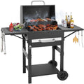 Holzkohlegrill mit Deckel Grill fuer Outdoor Garten edelstahl Camping BBQ Smoker Garten/Camping Grosser Holzkohle-Grillwagen mit Deckel Gusseisenrost