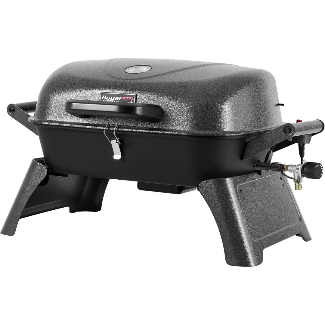 Royal Gourmet Gasgrill mit 3 Schwarz Tischgasgrill mit Griffen und Klappbaren Beinen Tragbarer Campinggrill fuer Garten