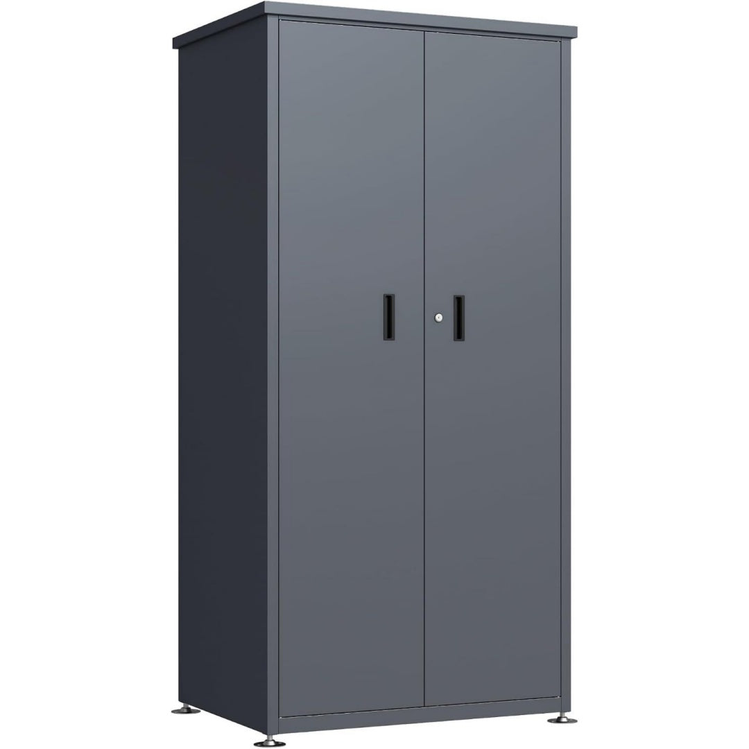 Gartenschrank LUBECK aus Stahl Grau 90x187cm verzinkt + pulverbeschichtet anthrazitgrau (RAL 7016