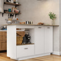 Caldion Kuecheninsel mit Arbeitsplatte Weiß 150x40x91cm Kuechenwagen mit Schubladen Kuechenschrank mit Verstellbare Schotten