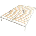 Bett Weiß 140x200cm Bettgestell Metallbett Stauraum