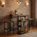 Bar Tisch Und Stuehle Set Schwarz Rechteckiger Pub Tisch Mit 2 Hockern Fuer Kleinen Platz High Top Tisch