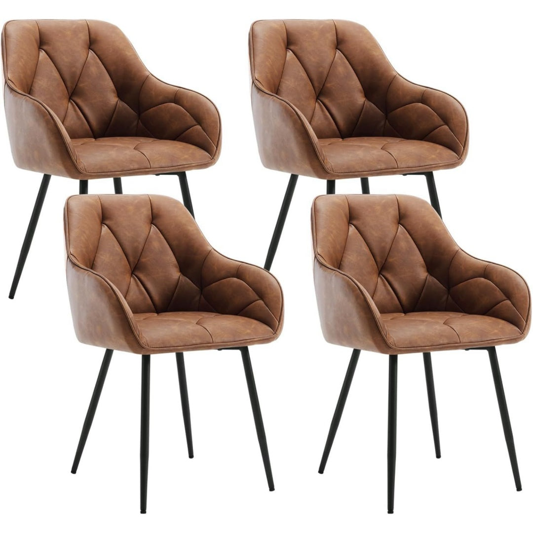 Esszimmerstuehle 4er Set Braun fuer Esszimmer Wohnzimmer ergonomische Kuechenstuehle gepolstert mit Armlehnen