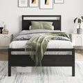 HOJINLINERO Bettgestell Metallbett Einzelbett mit Kopfteil Robuste Stahlleisten Schwarz 90 x 200 Unterbettstauraum Keine Boxspring Benoetigt