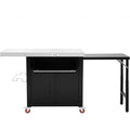 Outdoor-Kueche Grillwagen Outdoor Grilltisch Outdoor wetterfest mit Schrank Servierwagen Pizzatisch mit 2 Klappbarer Beistelltisch 188x66x92 cm