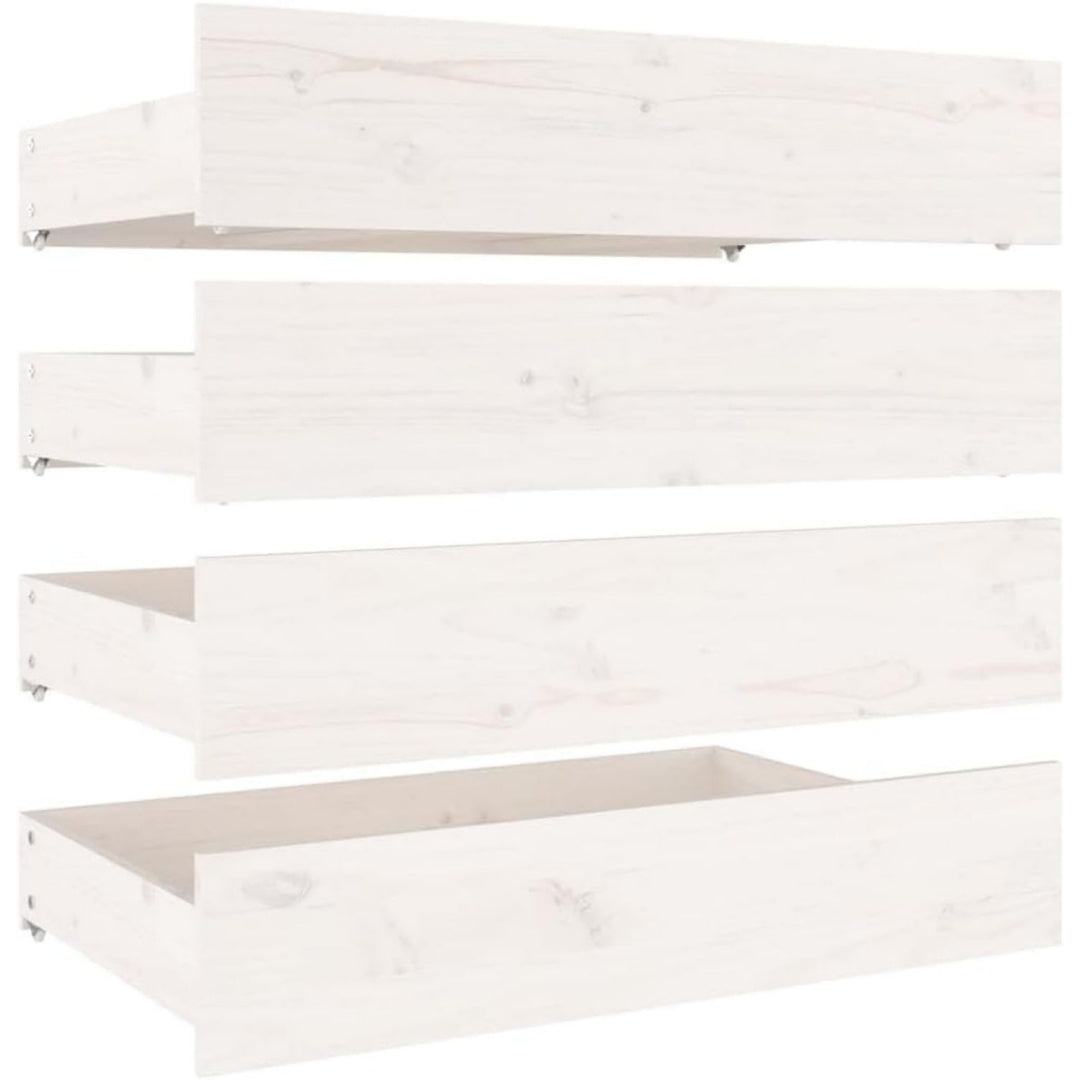 4x Bettschublade Bettkasten Bettschubkasten Schubkasten Unterbettschublade Bettschubladen Schublade Schlafzimmer Massivholz Kiefer Weiß