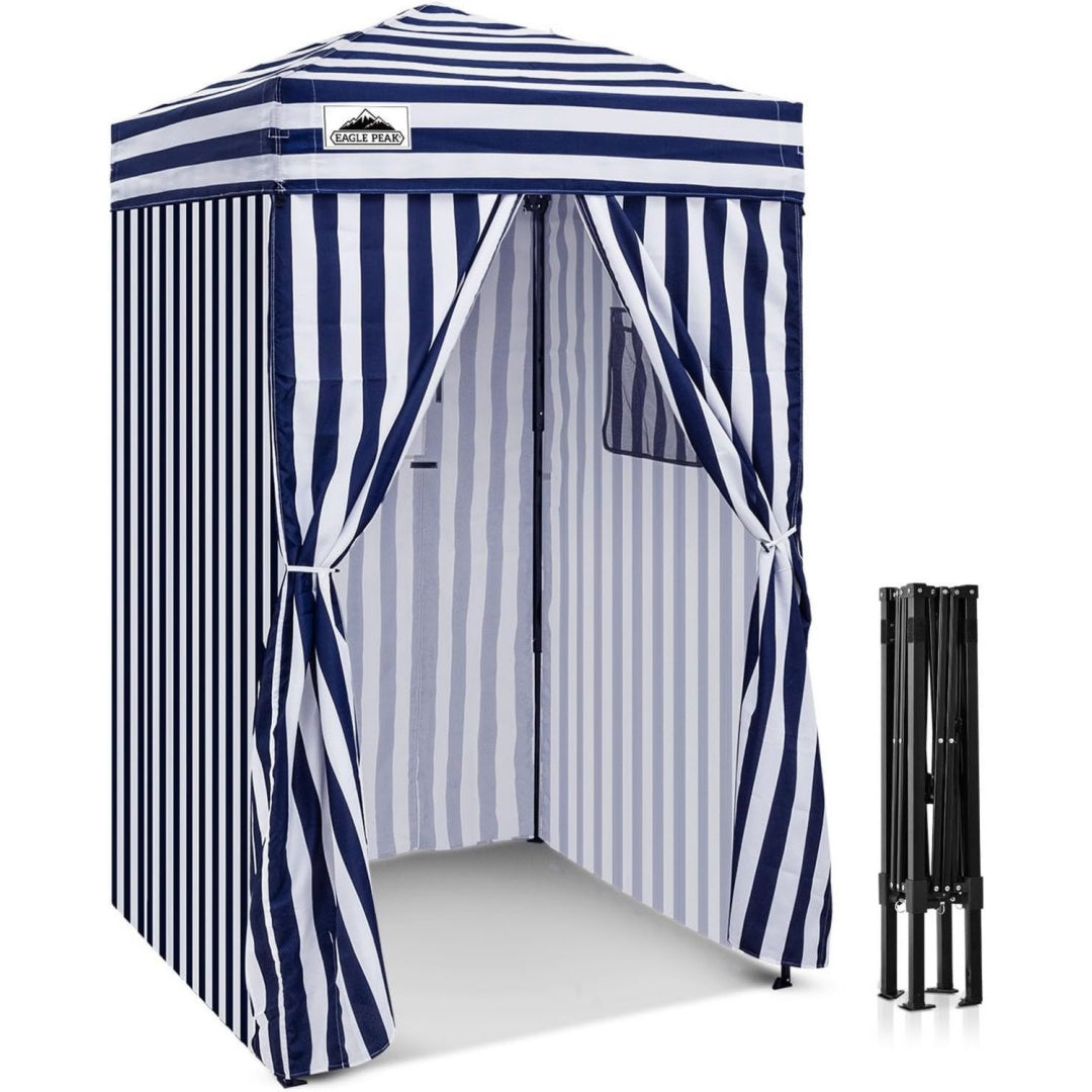 Flex Ultra Compact Pop-Up-Umkleidekabine Blau weiss 1,2 x 1,2 m tragbar fuer Pool