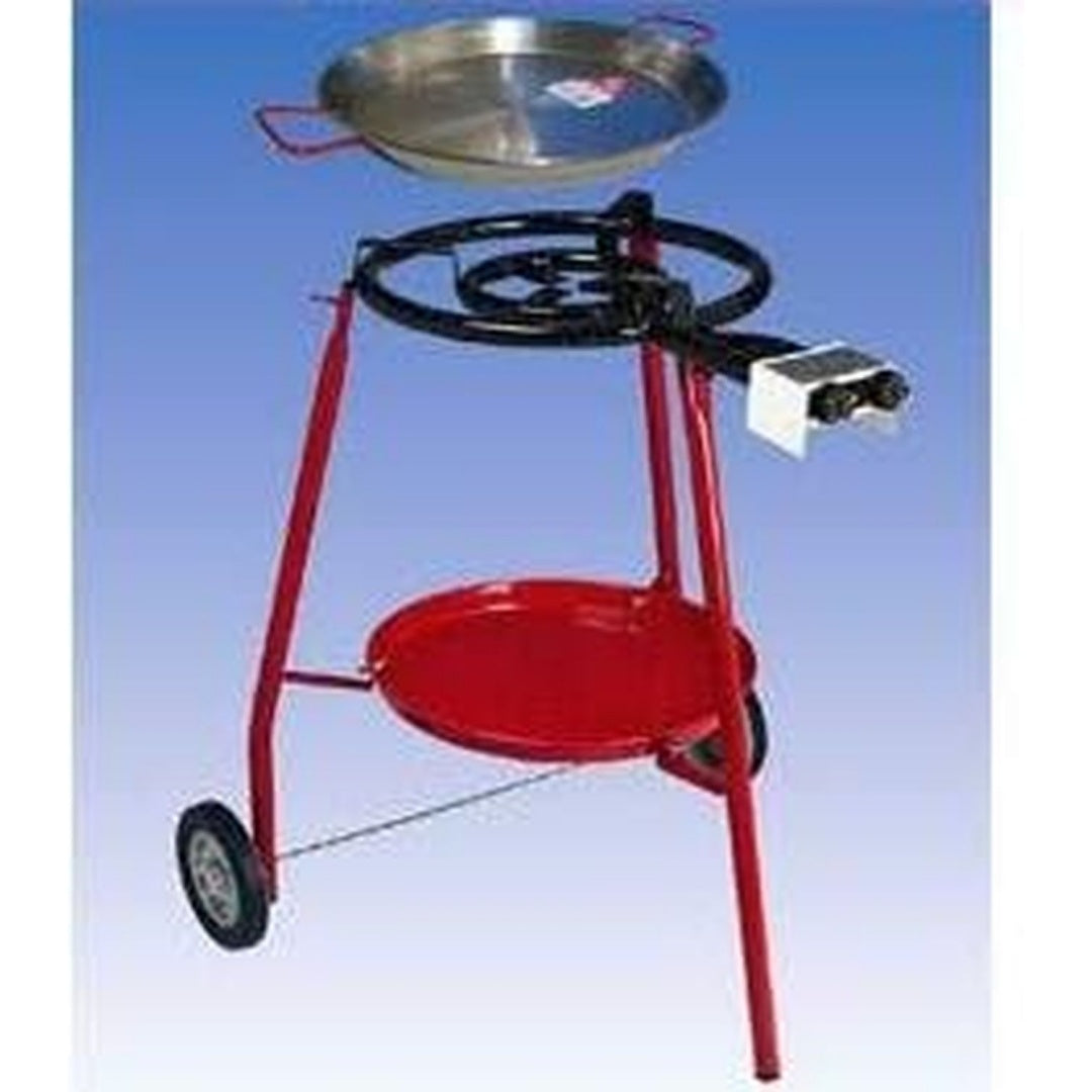 Wintergrillset Gasbrenner-Paella-Grillset rollbar mit 2 Pfannen (46cm und 60cm) incl. Deutschen Anschlussschlauch 1/4 Linksgewinde und Deutschen