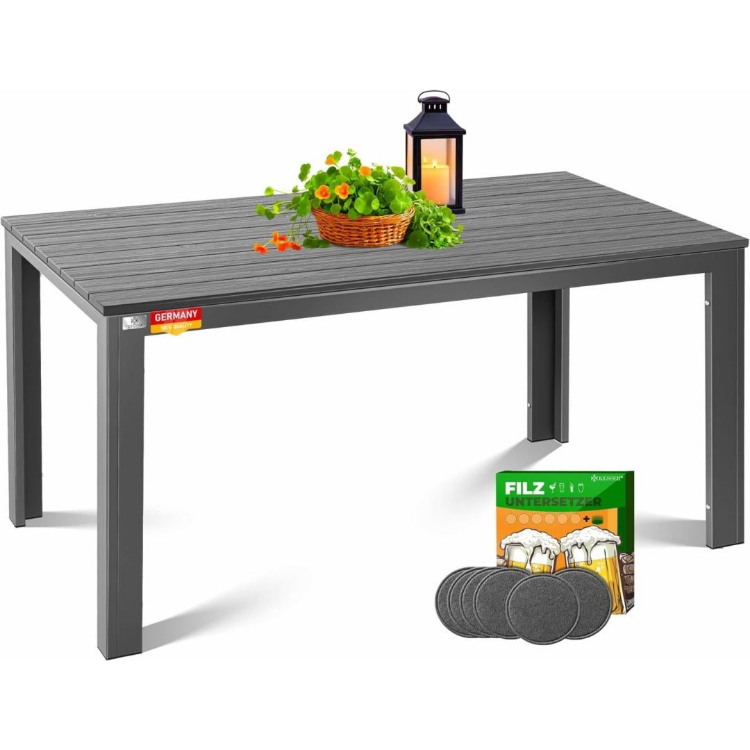 Garten-Esstisch Grau 156 x 78 cm fuer bis zu 6 Personen