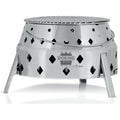 Grill DOKING Faltbarer 34 cm 3-in-1 Faltgrill bis 9 QT Ideal als Station edelstahl Feuerstelle Campinggrill Holzkohlegrill
