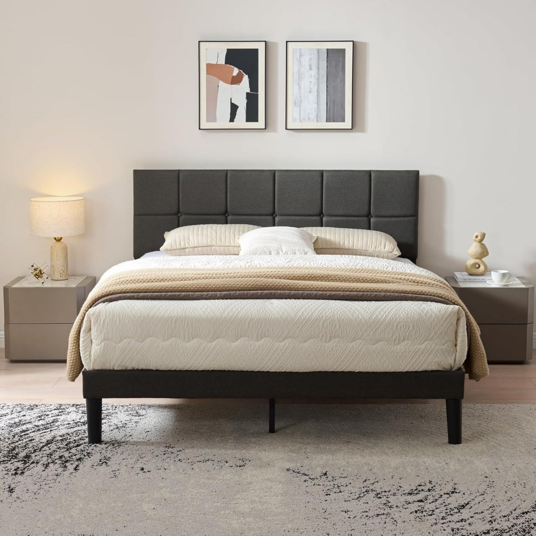 Z-hom Polsterbett Doppelbett holz 120x200cm 32.5 cm Hohes Bett mit Lattenrost aus Hoehenverstellbares Kopfteil