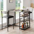 Bartisch mit Barhocker Set 3-Teilig Kleiner Esstisch mit 2 Gepolsterten Stuehlen 3 Ablagen fuer Kueche Esszimmer