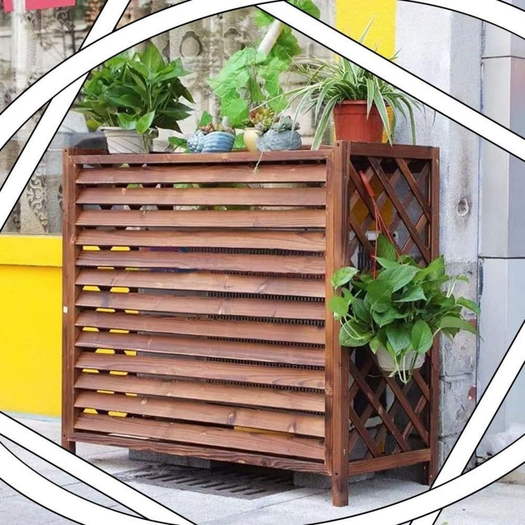 Outdoor AC Unit Cover - Klimaanlage Gitter Waermepumpe Abdeckung Kleine Groesse Stilvolles Pflanzenregal Wetterbestaendiger Schutz fuer Aussengeraete