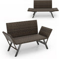 Gartenbank mit Liegefunktion polyrattan Gartensofa mit schnelltrocknender Schaumstoffpolsterung verstellbaren Armlehnen Balkonbank bis 300 kg